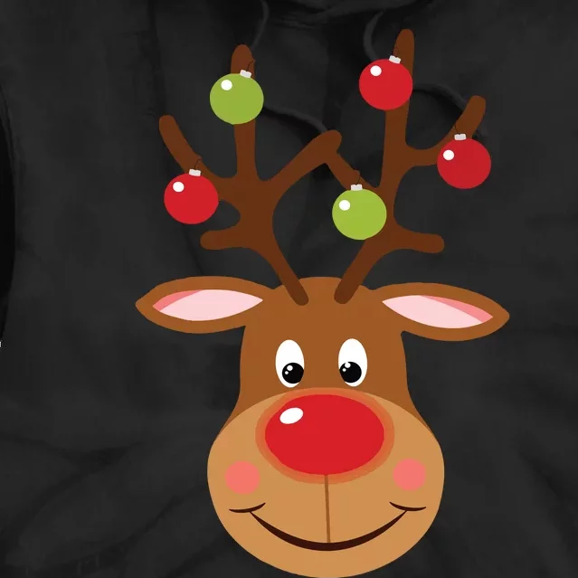 Rudolph Red Nose Reindeer Santa Christmas Tie Dye Hoodie