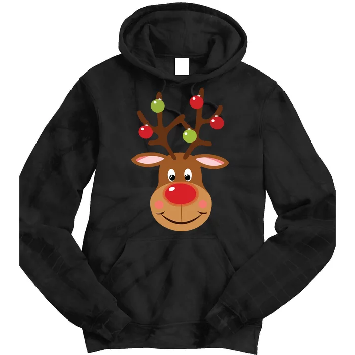 Rudolph Red Nose Reindeer Santa Christmas Tie Dye Hoodie