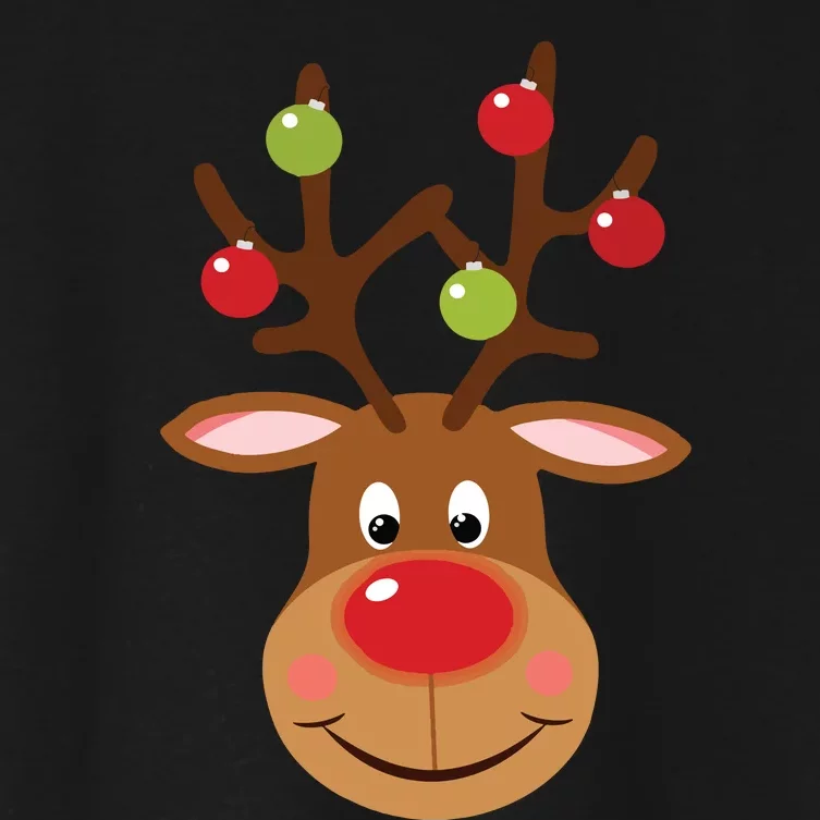 Rudolph Red Nose Reindeer Santa Christmas Women's Crop Top Tee