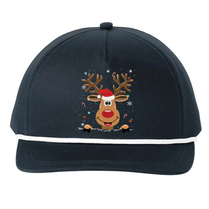 Rudolph Red Nose Reindeer Santa Christmas Snapback Five-Panel Rope Hat