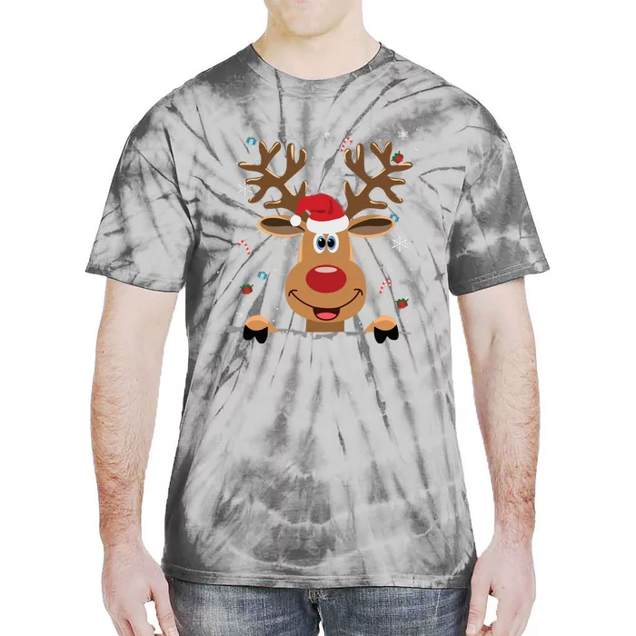 Rudolph Red Nose Reindeer Santa Christmas Tie-Dye T-Shirt