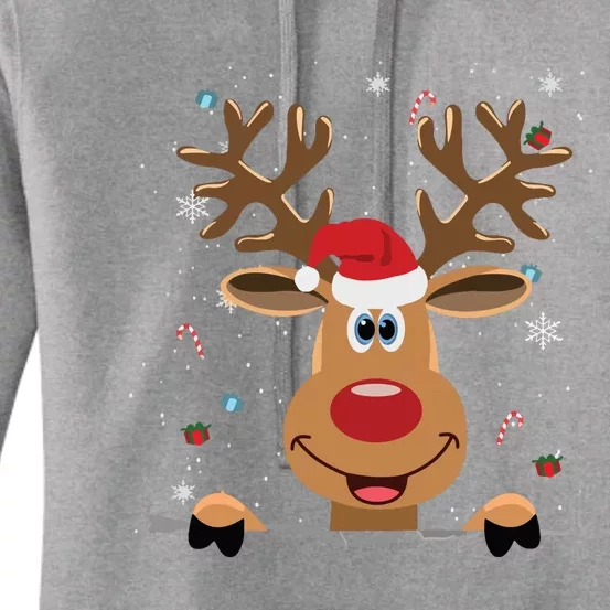 Rudolph Red Nose Reindeer Santa Christmas Women's Pullover Hoodie