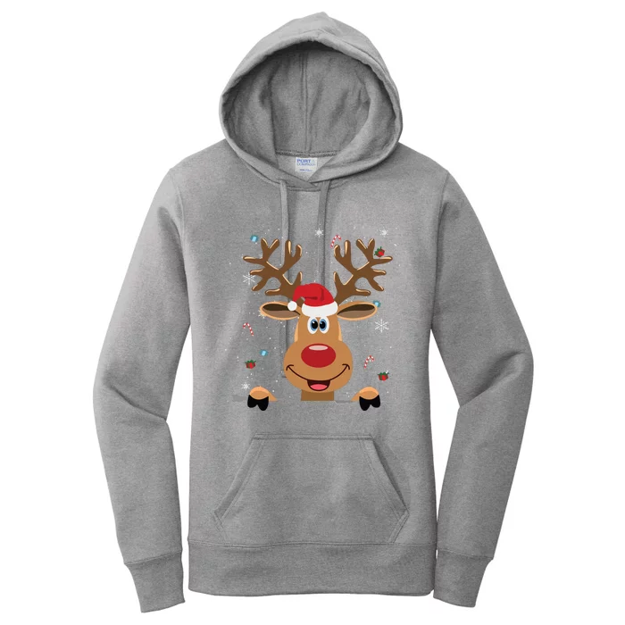 Rudolph Red Nose Reindeer Santa Christmas Women's Pullover Hoodie