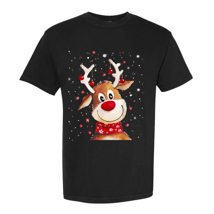 Rudolph Red Nose Santa ClausS Reindeer Garment-Dyed Heavyweight T-Shirt