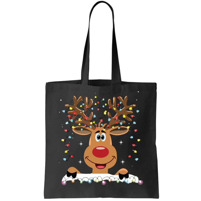 Rudolph Red Nose Reindeer Santa Christmas Tote Bag