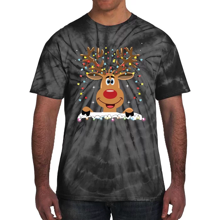 Rudolph Red Nose Reindeer Santa Christmas Tie-Dye T-Shirt