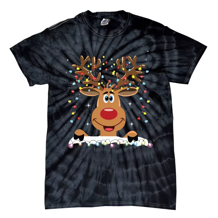 Rudolph Red Nose Reindeer Santa Christmas Tie-Dye T-Shirt