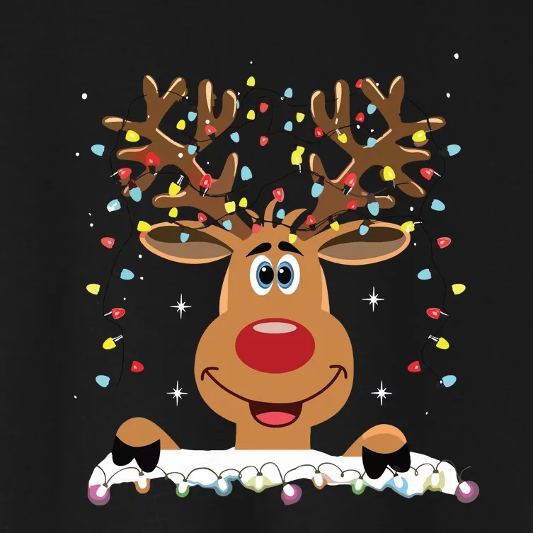 Rudolph Red Nose Reindeer Santa Christmas Women's Crop Top Tee