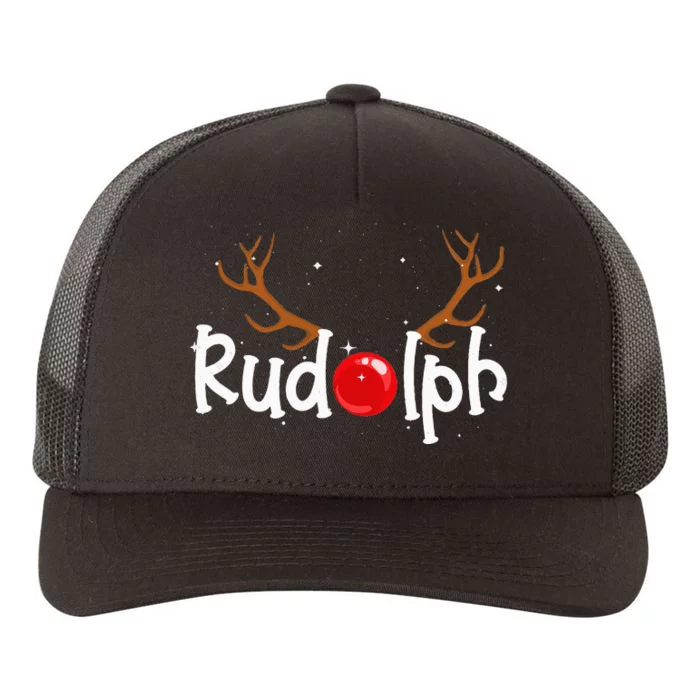 Rudolph Red Nose Reindeer Christmas Funny Yupoong Adult 5-Panel Trucker Hat