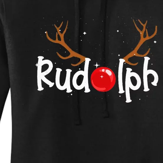 Rudolph Red Nose Reindeer Christmas Funny Women's Pullover Hoodie