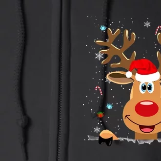 RUDOLPH Red Nose Reindeer Santa Christmas Full Zip Hoodie