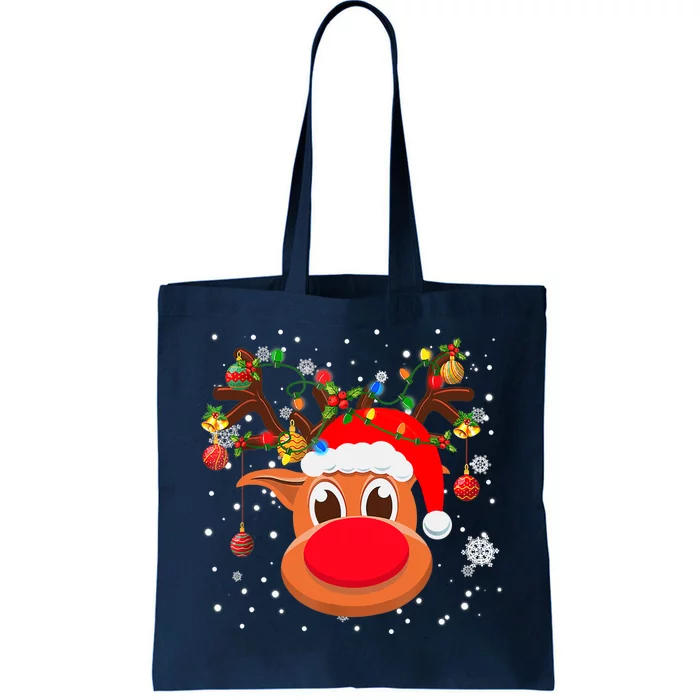 RUDOLPH Red Nose Reindeer Shirt Santa Christmas Tote Bag