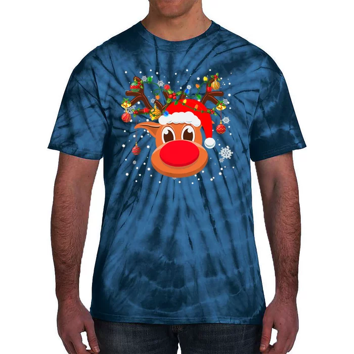 RUDOLPH Red Nose Reindeer Shirt Santa Christmas Tie-Dye T-Shirt