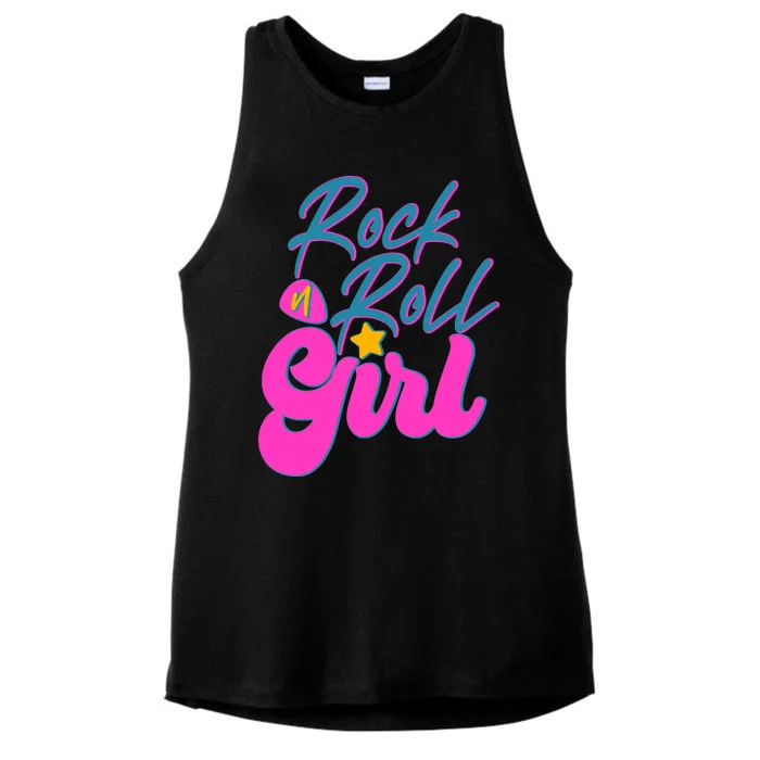 Retro Rock N Roll Girl Costume Ladies Tri-Blend Wicking Tank