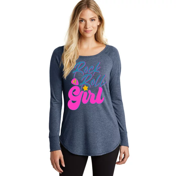 Retro Rock N Roll Girl Costume Women's Perfect Tri Tunic Long Sleeve Shirt