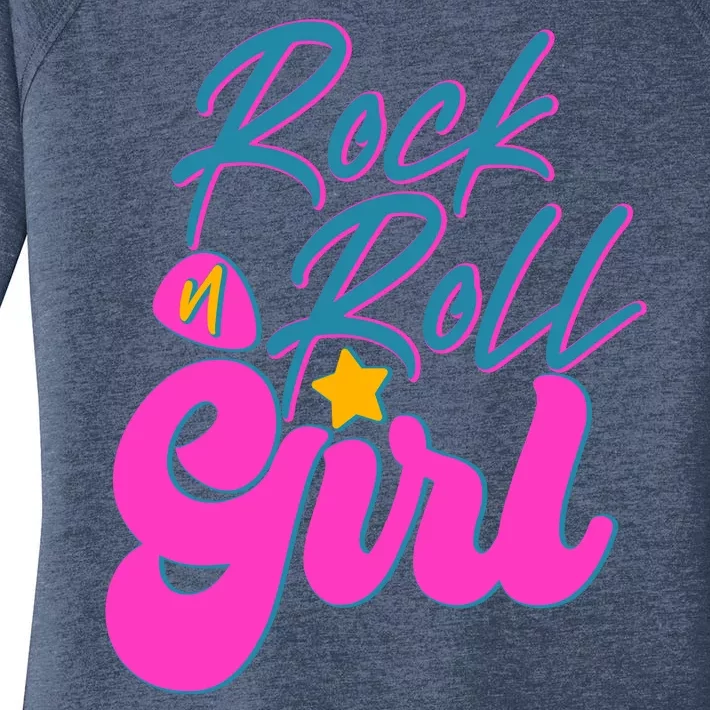 Retro Rock N Roll Girl Costume Women's Perfect Tri Tunic Long Sleeve Shirt