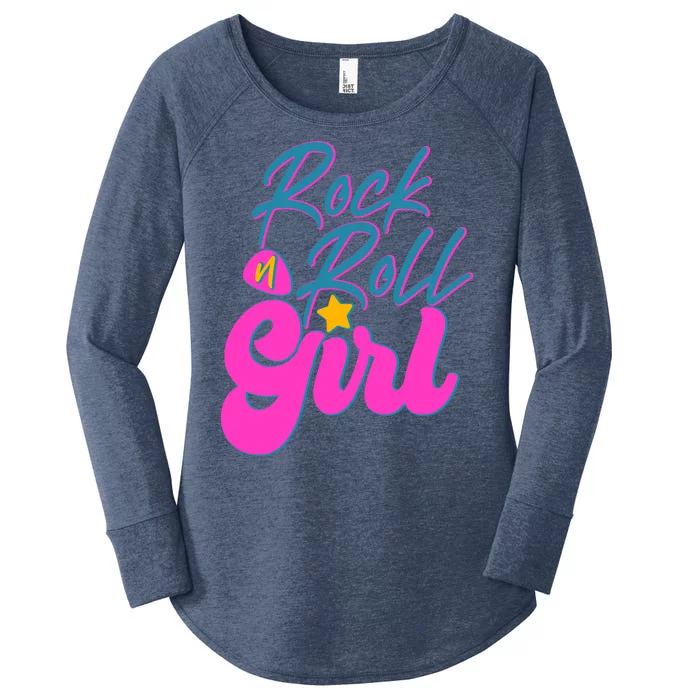 Retro Rock N Roll Girl Costume Women's Perfect Tri Tunic Long Sleeve Shirt