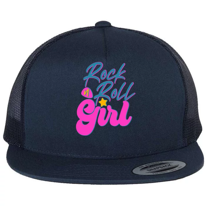 Retro Rock N Roll Girl Costume Flat Bill Trucker Hat