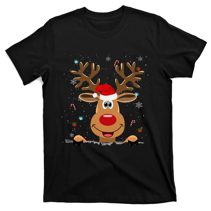 RUDOLPH Red Nose Reindeer Santa Xmas T-Shirt