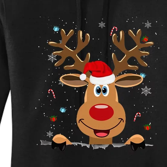 RUDOLPH Red Nose Reindeer Santa Xmas Women's Pullover Hoodie