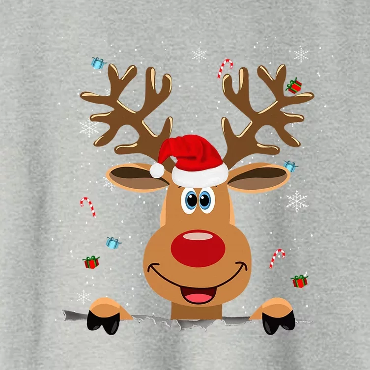 RUDOLPH Red Nose Reindeer   Santa Christmas Women's Crop Top Tee