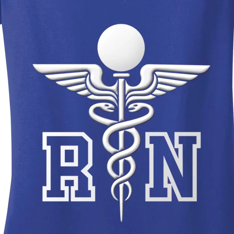 Rn Registered Nurse Caduceus Medical Symbol Gift Women's V-Neck T-Shirt