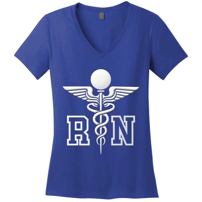 Rn Registered Nurse Caduceus Medical Symbol Gift Women's V-Neck T-Shirt