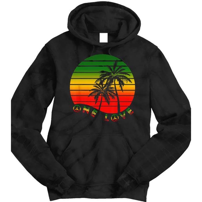 Rasta Reggae One Love Palms Reggaeton Rastafarian Pride Tie Dye Hoodie