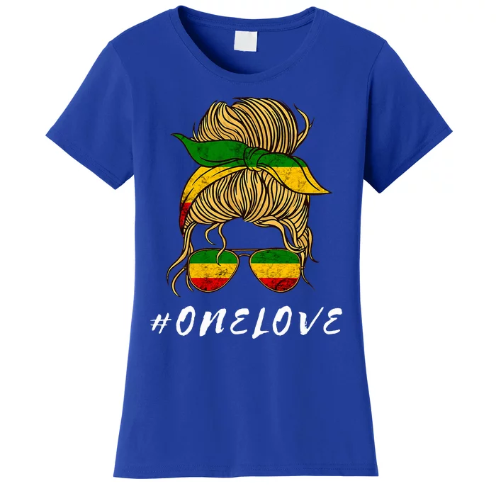 Rasta Reggae One Pride Love Messy Bun Women's T-Shirt