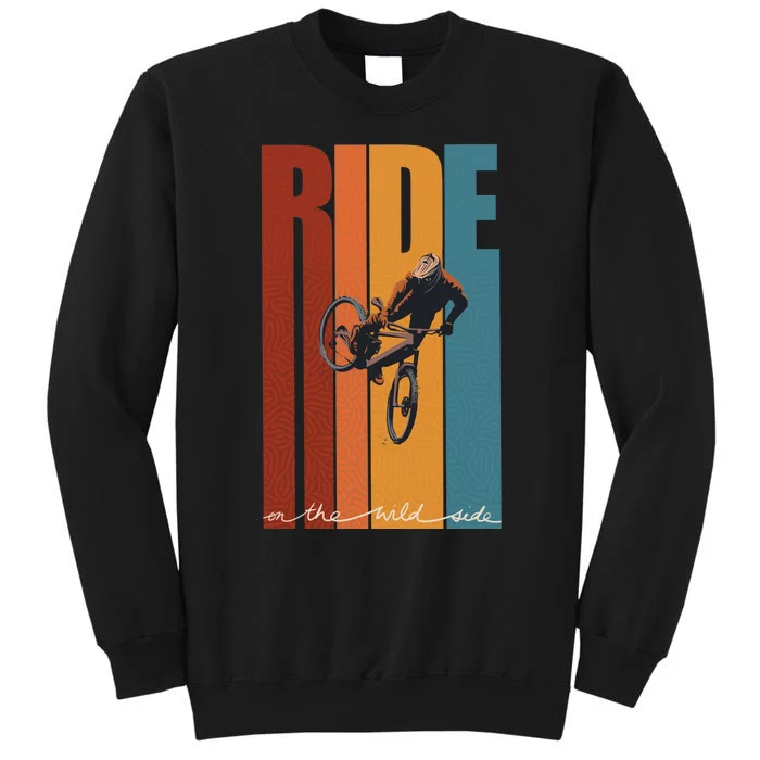 Retro Ride On The Wild Side Mountain Bike Art Sweatshirt