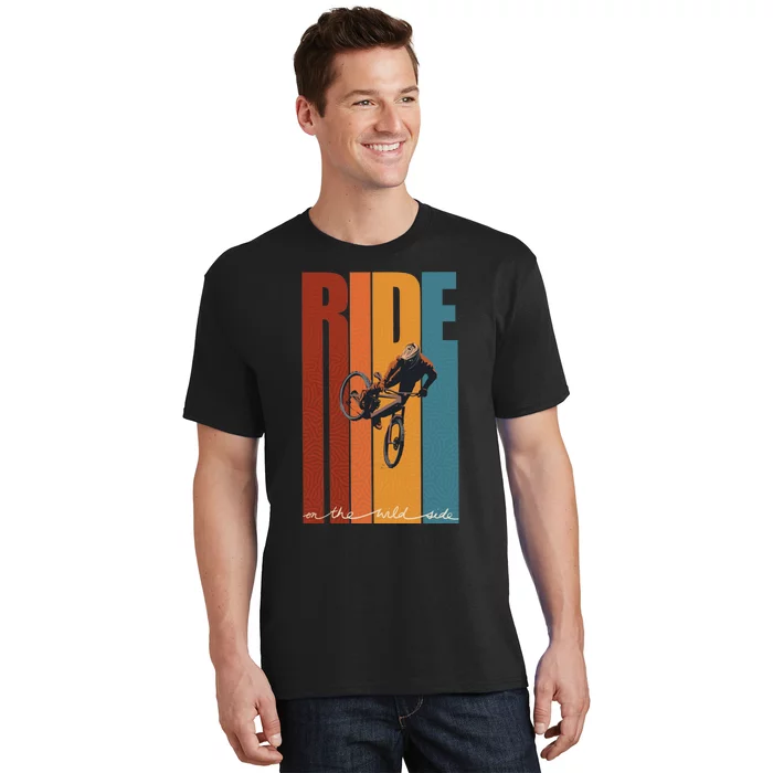 Retro Ride On The Wild Side Mountain Bike Art T-Shirt