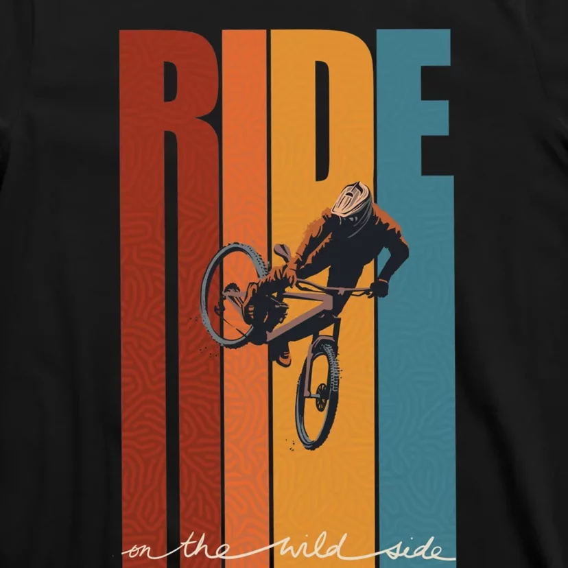 Retro Ride On The Wild Side Mountain Bike Art T-Shirt