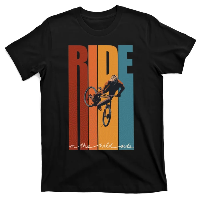 Retro Ride On The Wild Side Mountain Bike Art T-Shirt