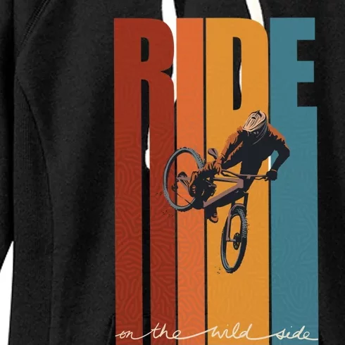 Retro Ride On The Wild Side Mountain Bike Art Women's Fleece Hoodie