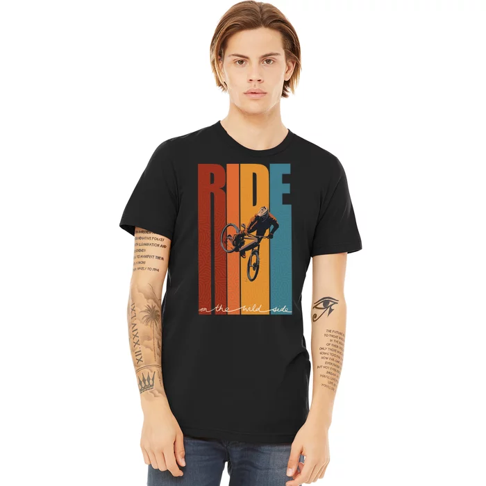 Retro Ride On The Wild Side Mountain Bike Art Premium T-Shirt