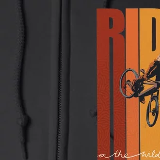 Retro Ride On The Wild Side Mountain Bike Art Full Zip Hoodie