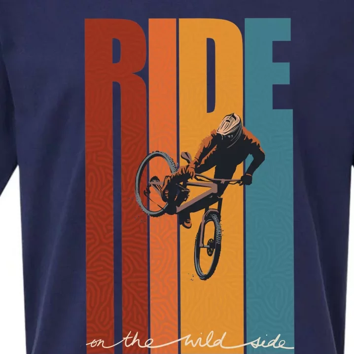 Retro Ride On The Wild Side Mountain Bike Art Sueded Cloud Jersey T-Shirt