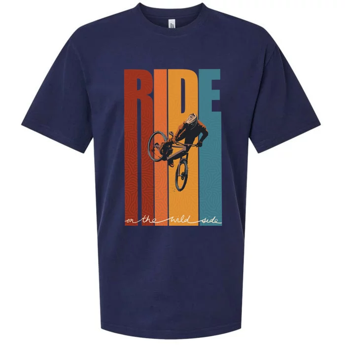 Retro Ride On The Wild Side Mountain Bike Art Sueded Cloud Jersey T-Shirt