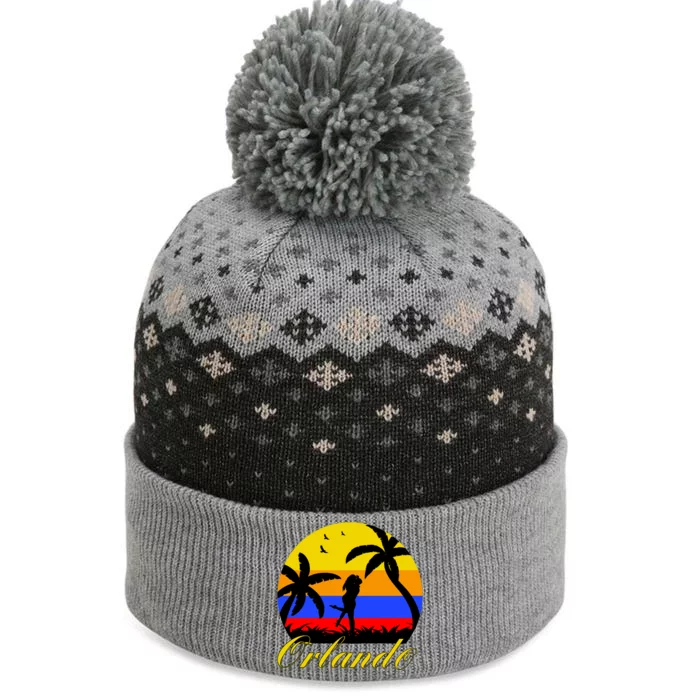 Retro Romantic Orlando Sunset The Baniff Cuffed Pom Beanie