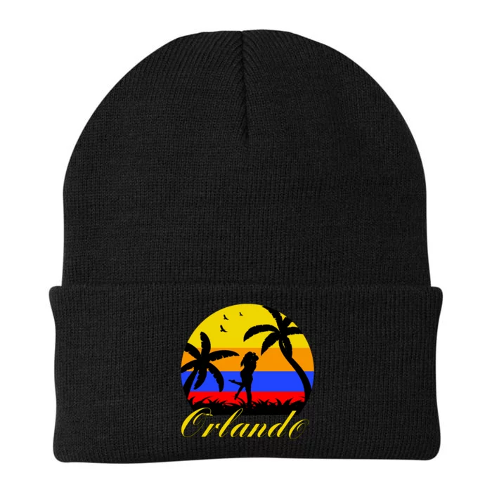 Retro Romantic Orlando Sunset Knit Cap Winter Beanie