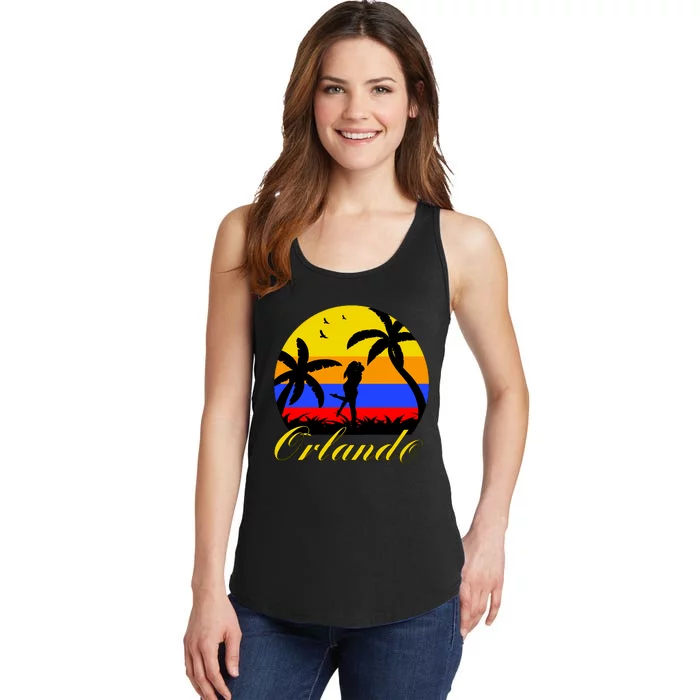 Retro Romantic Orlando Sunset Ladies Essential Tank