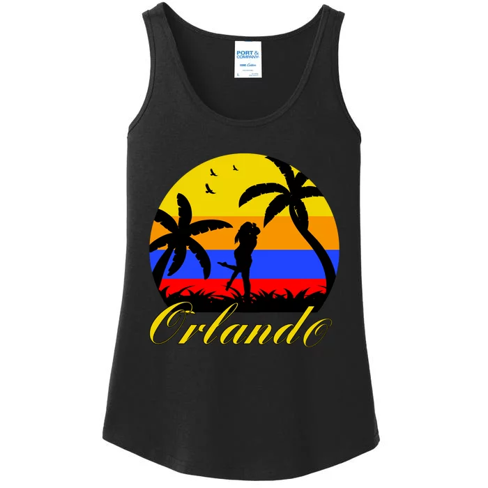 Retro Romantic Orlando Sunset Ladies Essential Tank