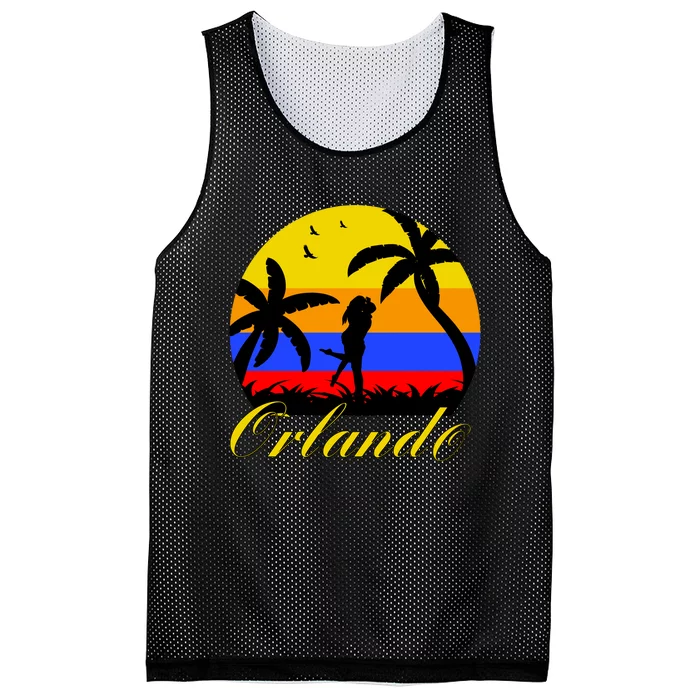 Retro Romantic Orlando Sunset Mesh Reversible Basketball Jersey Tank