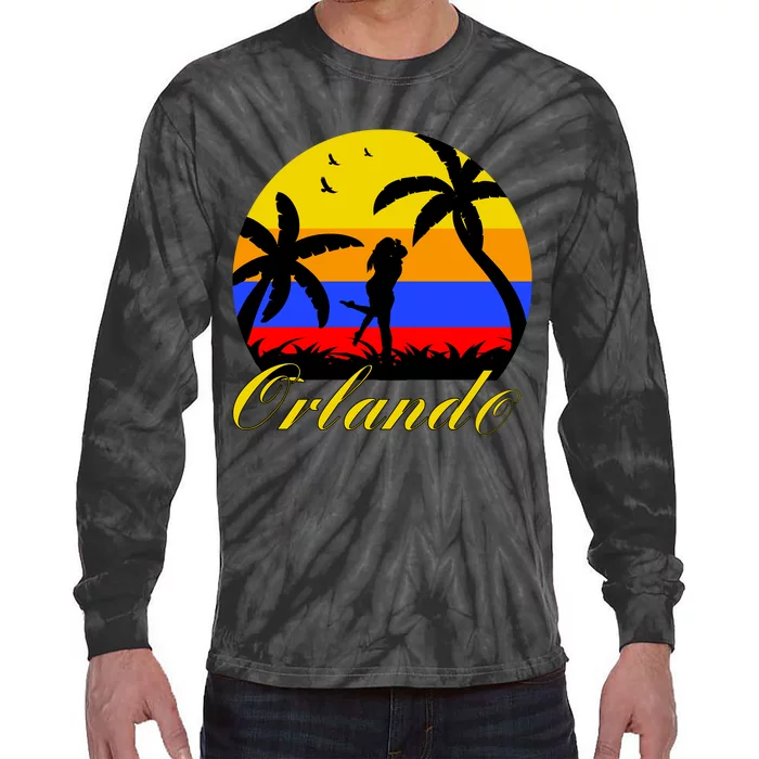 Retro Romantic Orlando Sunset Tie-Dye Long Sleeve Shirt