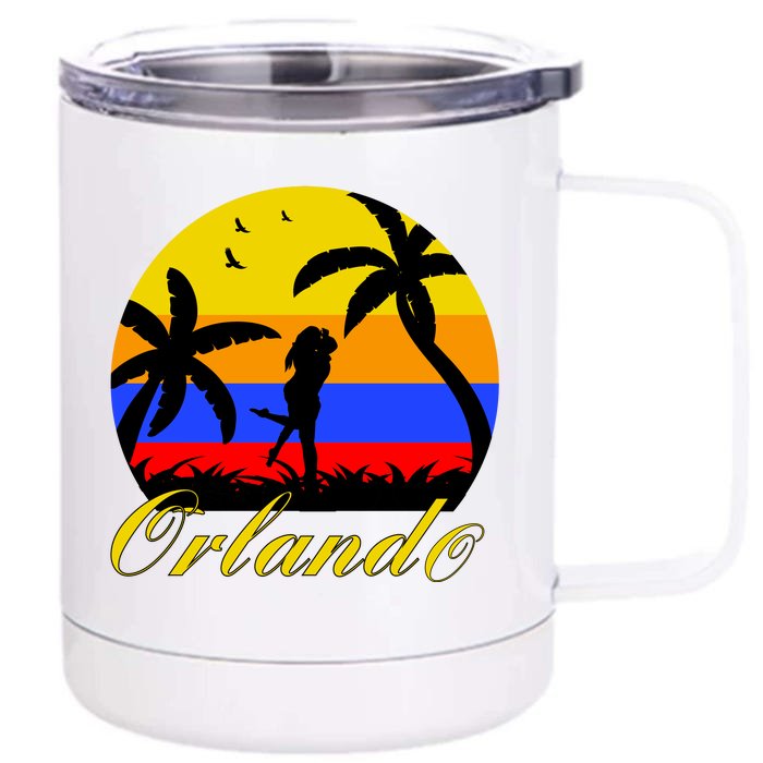 Retro Romantic Orlando Sunset Front & Back 12oz Stainless Steel Tumbler Cup