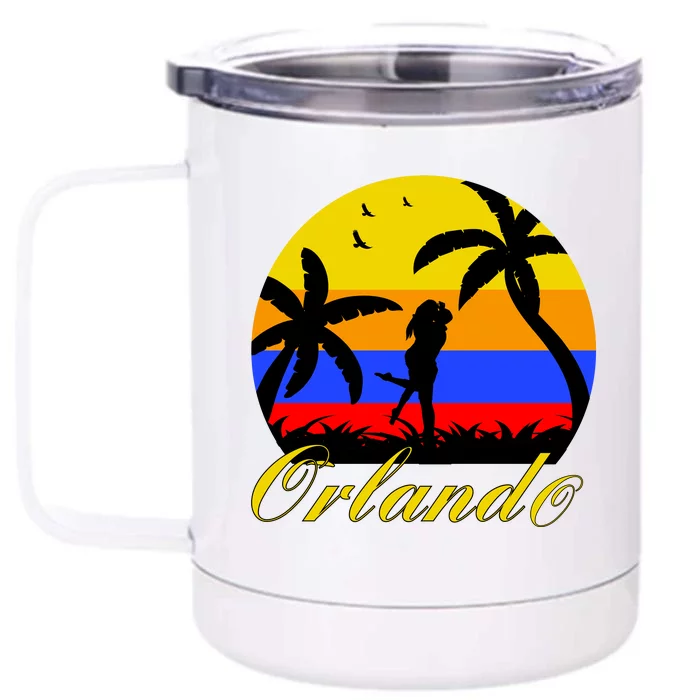 Retro Romantic Orlando Sunset Front & Back 12oz Stainless Steel Tumbler Cup