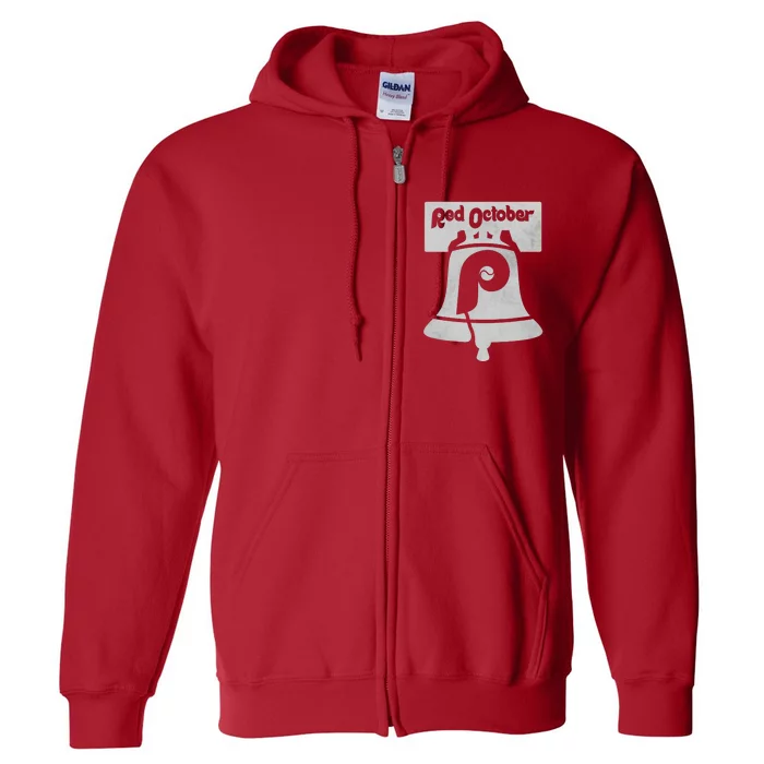 Retro Red October Philly_ Philadelphia Vintage Fan Baseball Full Zip Hoodie