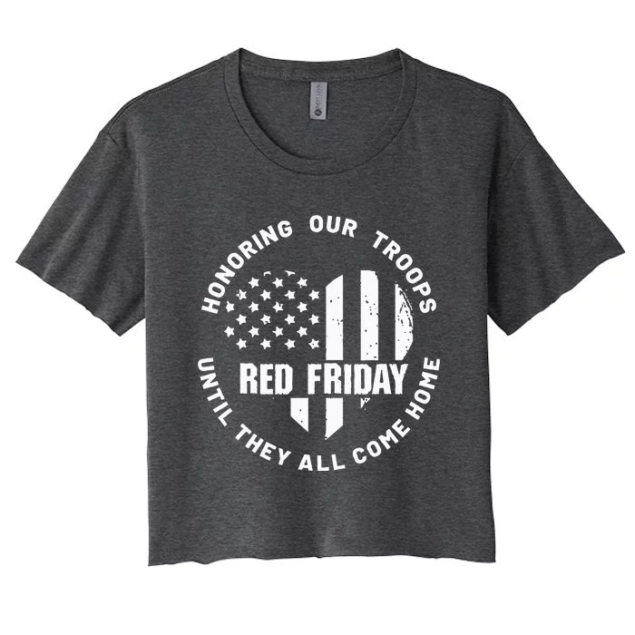 Retro Red On Friday US Military Pride And Support Women's Crop Top Tee