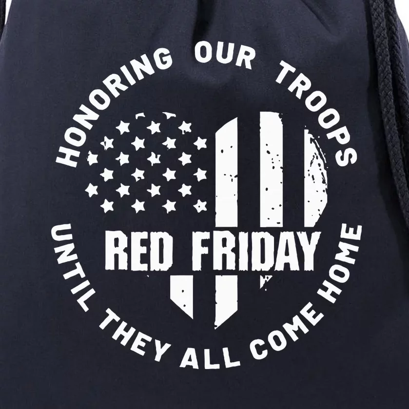 Retro Red On Friday US Military Pride And Support Drawstring Bag