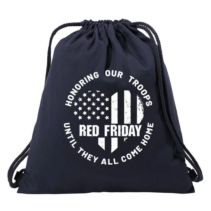 Retro Red On Friday US Military Pride And Support Drawstring Bag